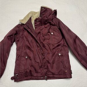 Burton Women's Maroon Ski Jacket with Faux Fur